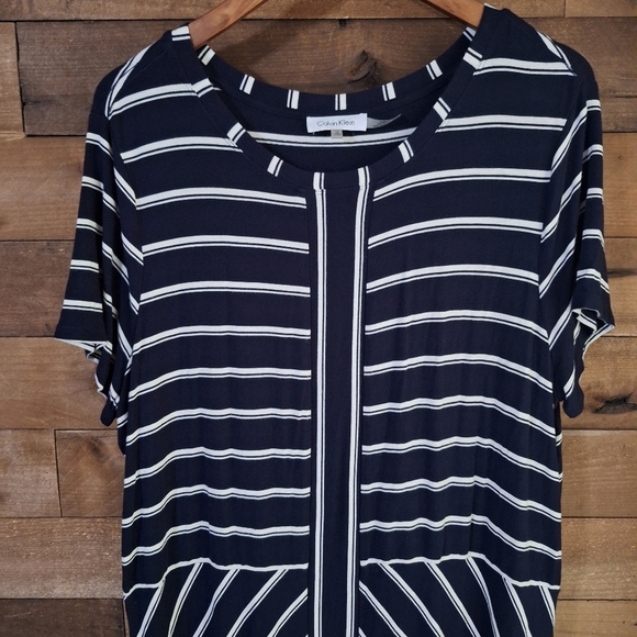 Calvin Klein Navy Womans Striped Dress SZ 1X - Picture 2 of 9